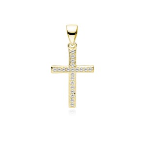 Pandantiv cruciulita argint placat cu aur galben cu pietre DiAmanti Z1626CG2_W-DIA (Argint 925‰ 0,9 g.)